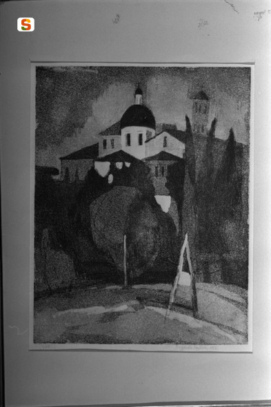 Abside dei SS. Giovanni e Paolo, veduta dell'abside della chiesa dei SS. Giovanni e Paolo (stampa) di Magliola Raffaella (sec. XX)