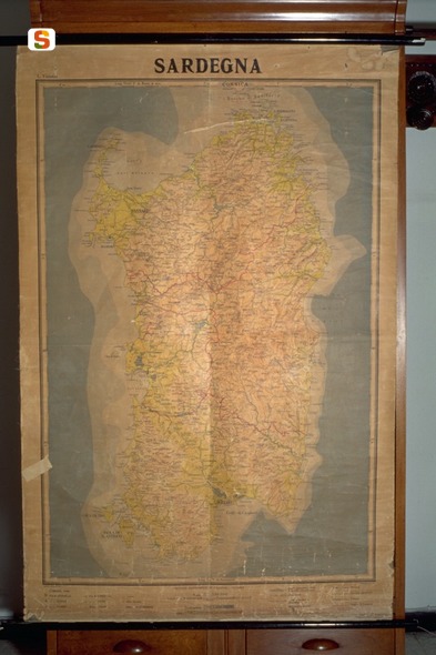 Sardegna, rappresentazione geologica della Sardegna (carta geografica) di Visintin I. (sec. XX)
