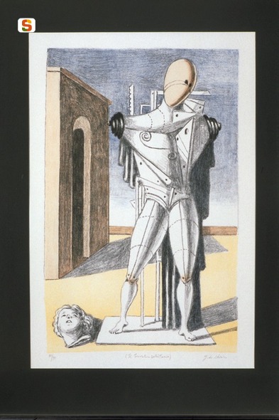Il Trovatore Solitario, figura (stampa a colori) di De Chirico Giorgio (sec. XX)