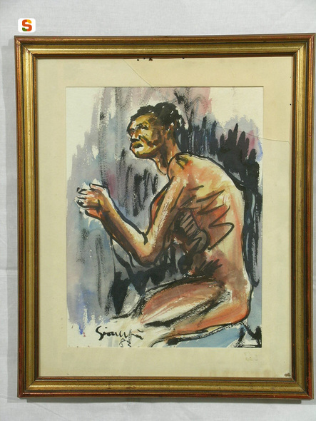 nudo maschile (dipinto) di Giampà Giuseppe (sec. XX)