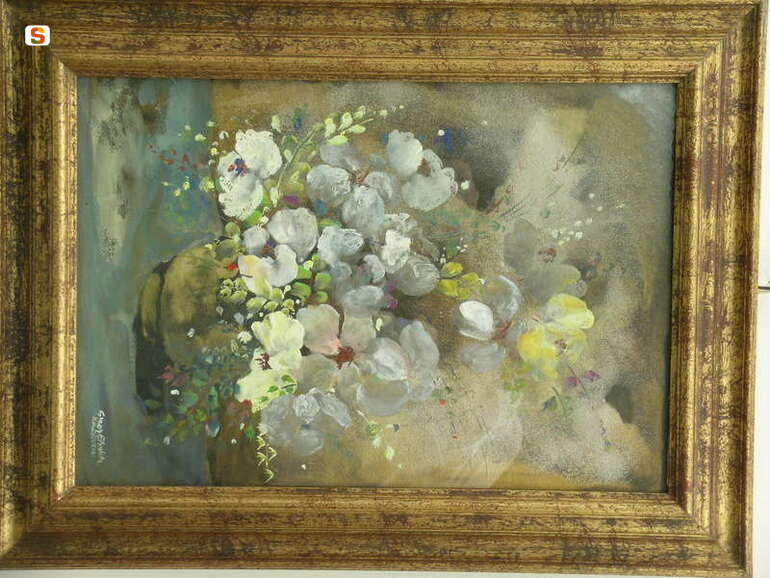 Fiori, vaso con fiori (dipinto) di Coradduzza Grazia Elisabetta (sec. XX)