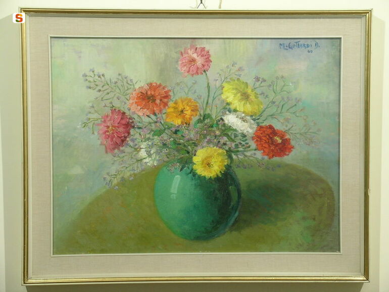 Vaso con fiori, natura morta (dipinto) di Gottardi Maurizio D. (sec. XX)