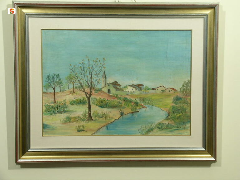 Paesaggio, veduta (dipinto) di Serra Gesuina (sec. XX)