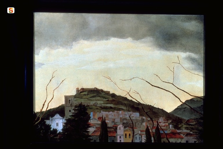 Bosa, veduta di Bosa (dipinto) di Cabras Elisabetta (sec. XX)