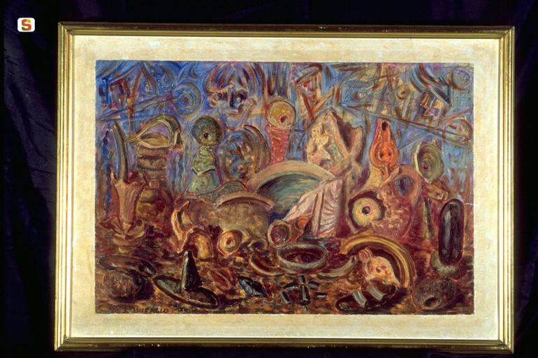 Composizione archeologica, natura morta (dipinto) di Salice Lorenzo Bonifacio (sec. XX)