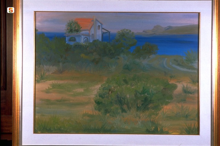 paesaggio con casa (dipinto) (sec. XX)