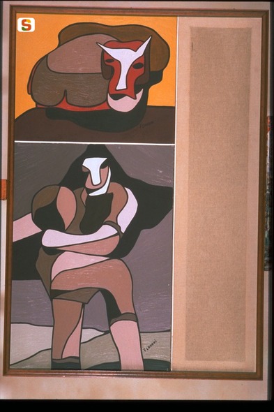 figura maschile (dipinto) di Cadoni Franco (sec. XX)