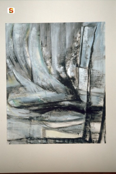 Vele, paesaggio marino (dipinto) di Sambiagio Paola (sec. XX)