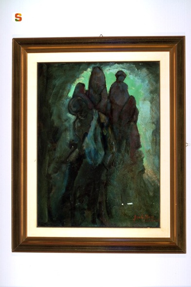 Figure, figure maschili// figure femminili (dipinto) di Milia Benito (sec. XX)