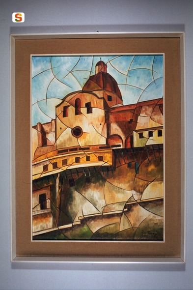 Vista del Duomo, veduta del duomo di Cagliari (dipinto) di De Toni Cesare (sec. XX)
