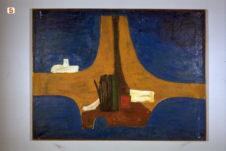 Paesaggio mediterraneo, soggetto assente (dipinto) di Schmidt Walguny Aquel (sec. XX)