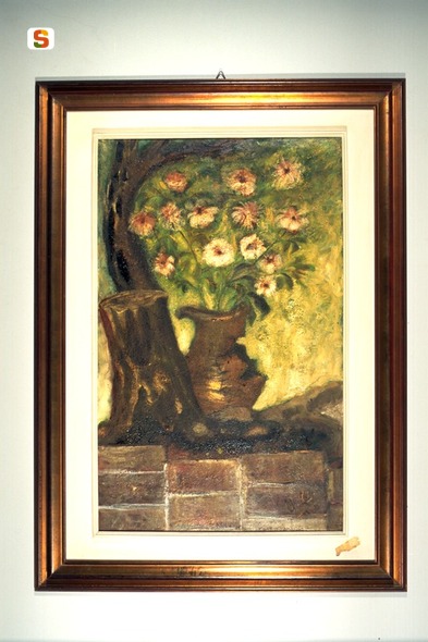 Omaggio alla natura con vaso di fiori, vaso con fiori (dipinto) di Cresci Ubaldo (sec. XX)
