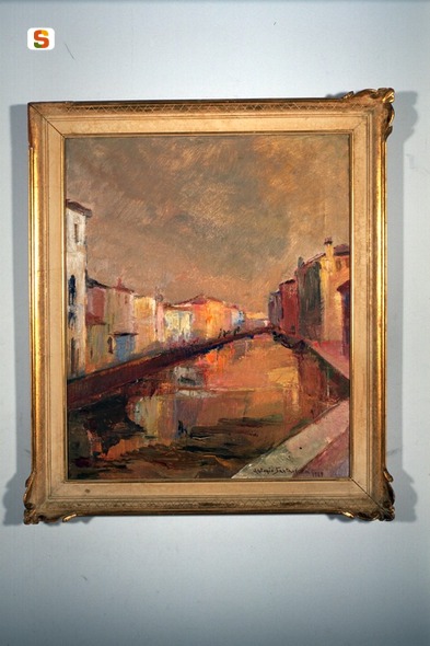 Cannaregio, paesaggio fluviale (dipinto) di Santandrea Antonio (sec. XX)