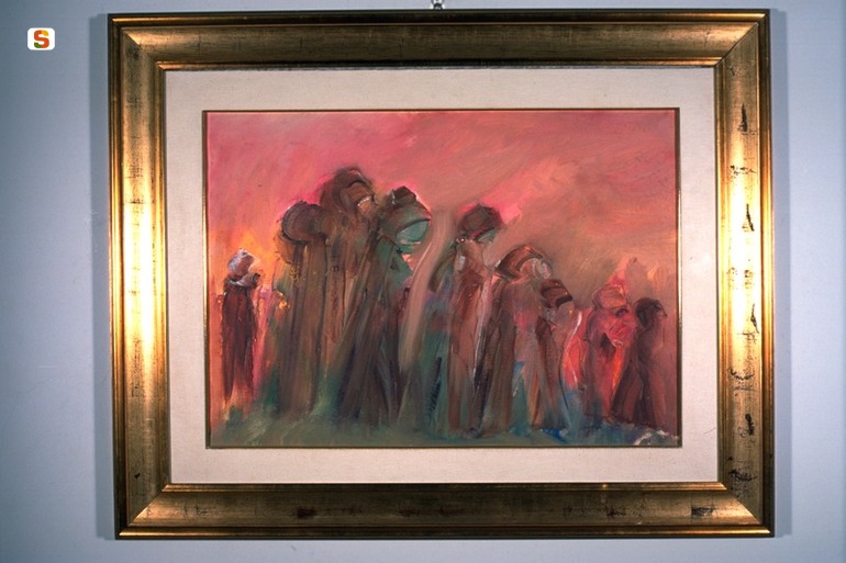 processione (dipinto) di Falcone Domenica (sec. XX)