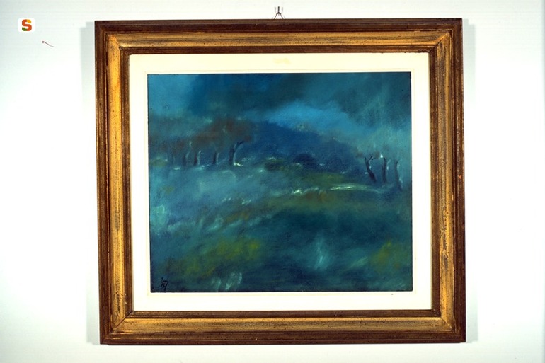 Paesaggio - Villanova, paesaggio (dipinto) di Cossu Antonio (sec. XX)