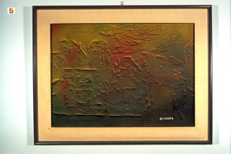 Città del nord, paesaggio urbano (dipinto) di Trudu Armando detto Alexandre (sec. XX)