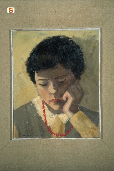 ritratto di figura femminile (dipinto) (sec. XX)
