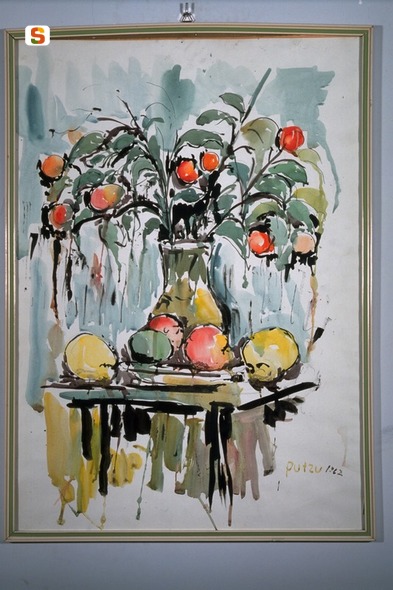 Natura morta, vaso con fiori (dipinto) di Putzu Paola (sec. XX)