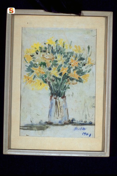 vaso con fiori (dipinto) di Putzu Paola (sec. XX)