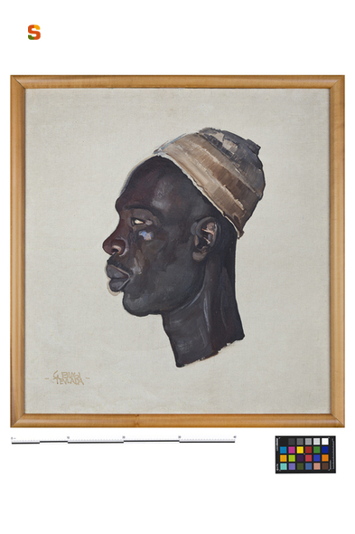 Studio di testa// Negro (Studio di Testa), testa maschile (dipinto) di Biasi Giuseppe (sec. XX)