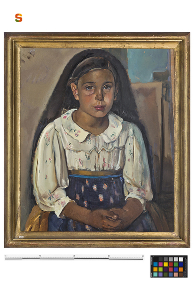 Ragazza di Oliena, figura femminile in costume (dipinto) di Biasi Giuseppe (sec. XX)
