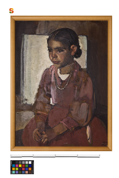 Ritratto di Mintonia, figura femminile in costume (dipinto) di Biasi Giuseppe (sec. XX)