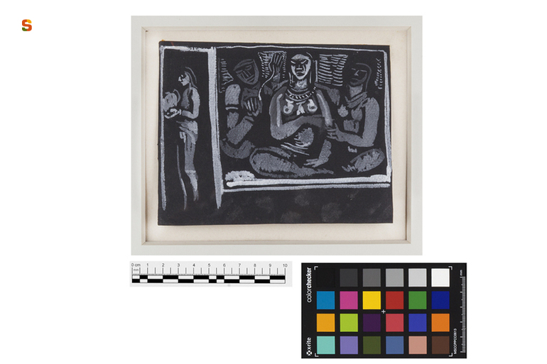 composizione con figure (disegno) di Biasi Giuseppe (sec. XX)