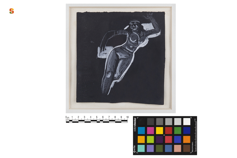 figura femminile sdraiata (disegno) di Biasi Giuseppe (sec. XX)