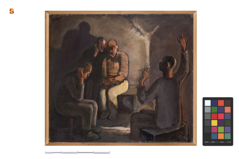 Coro a quattro voci, cantori (dipinto) di Biasi Giuseppe (sec. XX)