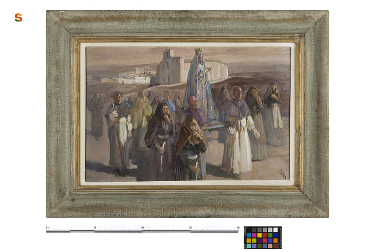 Processione, processione religiosa (dipinto) di Biasi Giuseppe (sec. XX)