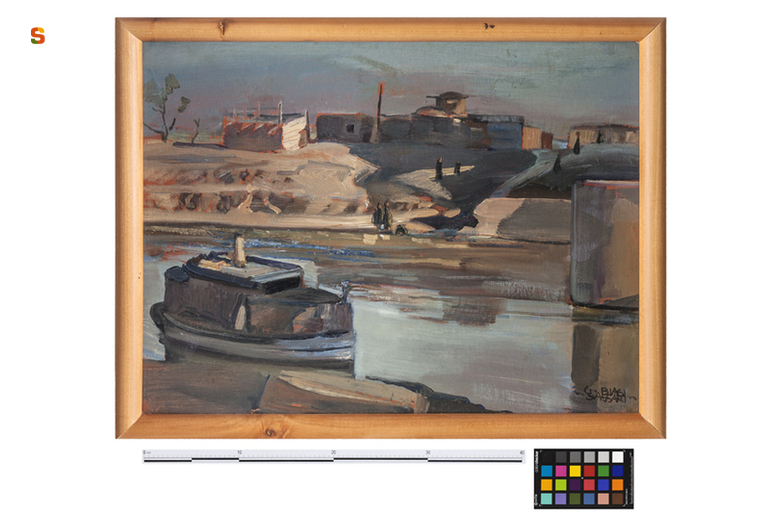 Paesaggio sul Nilo, paesaggio (dipinto) di Biasi Giuseppe (sec. XX)