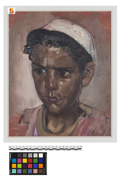 Studio di ragazzo con berretto bianco, figura di giovane (dipinto) di Biasi Giuseppe (sec. XX)