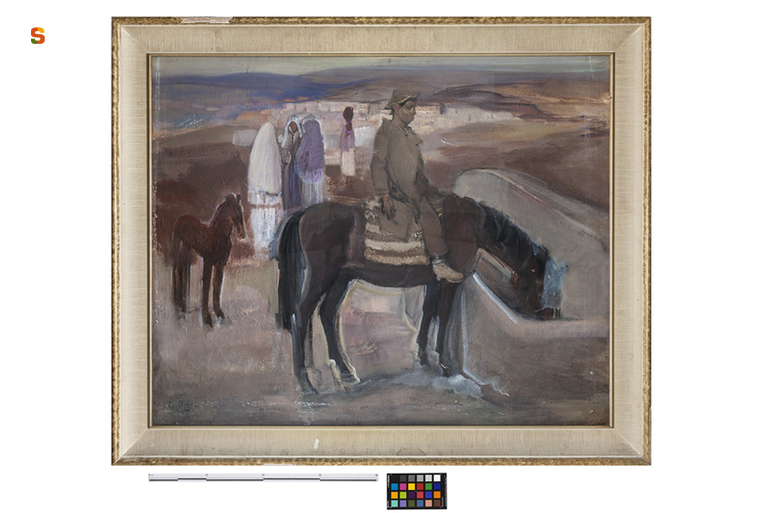 Uomo a cavallo, Logudoro, scena di vita campestre (dipinto) di Biasi Giuseppe (sec. XX)