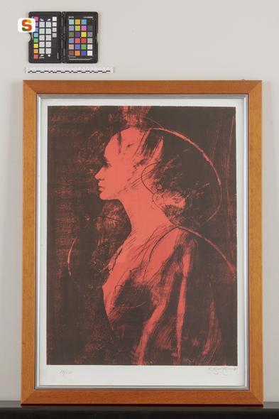 Attimo in rosso, figura femminile (stampa a colori) di Benvenuti Riccardo// Benvenuti Riccardo// Benvenuti Riccardo (sec. XX)