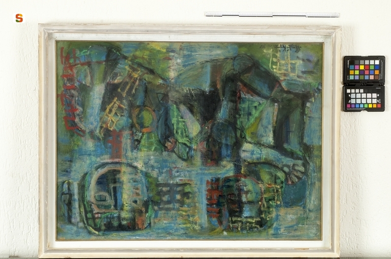 La spiaggia, soggetto assente (dipinto) di Kodra Ibrahin (sec. XX)