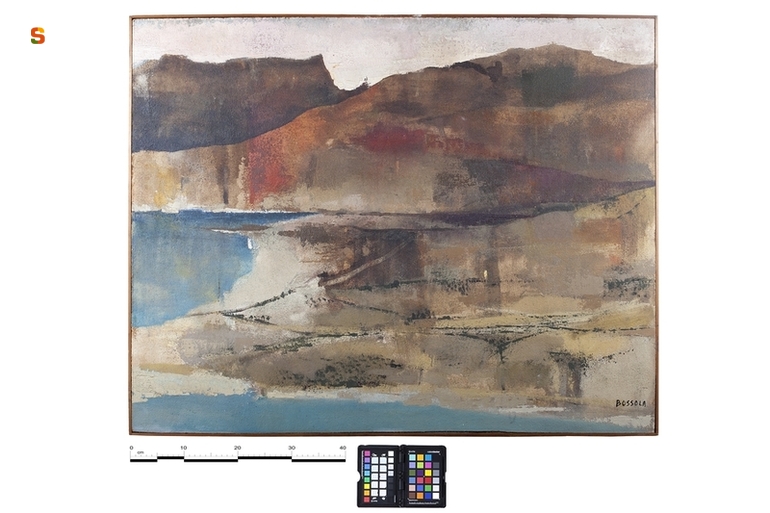 Nei dintorni di Olbia, paesaggio (dipinto) di Bossola G. (sec. XX)