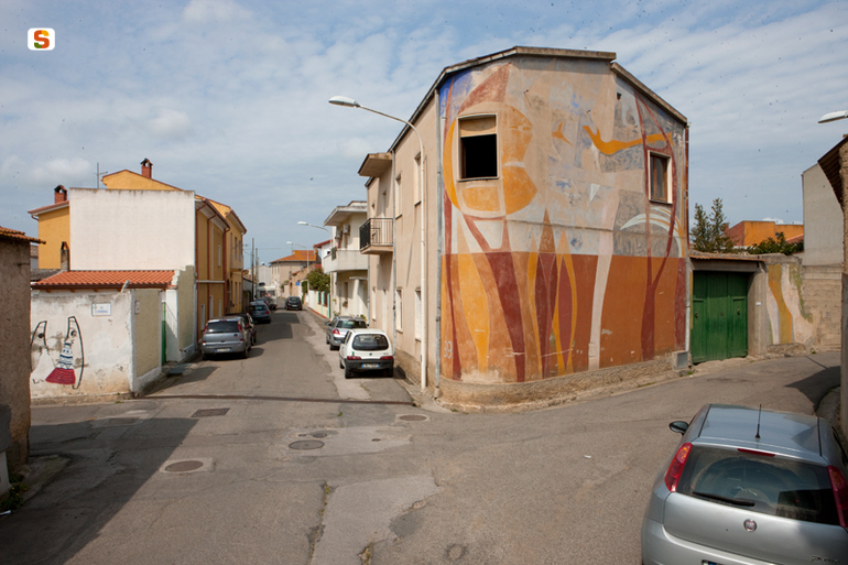 motivi vegetali con uccelli (murale) di Zuñiga José (sec. XX)