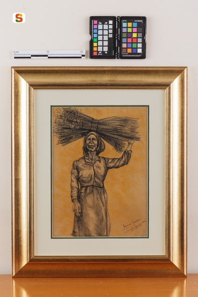 figura femminile con fascina (disegno) di Soriga Nicola (sec. XX)