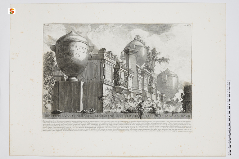 Urne, cippi e vasi di marmo, elementi di identificazione di una tomba (stampa composita) di Piranesi Giovanni Battista// Piranesi Giovanni Battista// Piranesi Giovanni Battista (sec. XX)