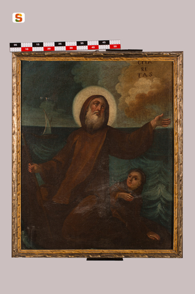 San Francesco di Paola attraversa lo stretto di Messina (dipinto) (sec. XVIII)