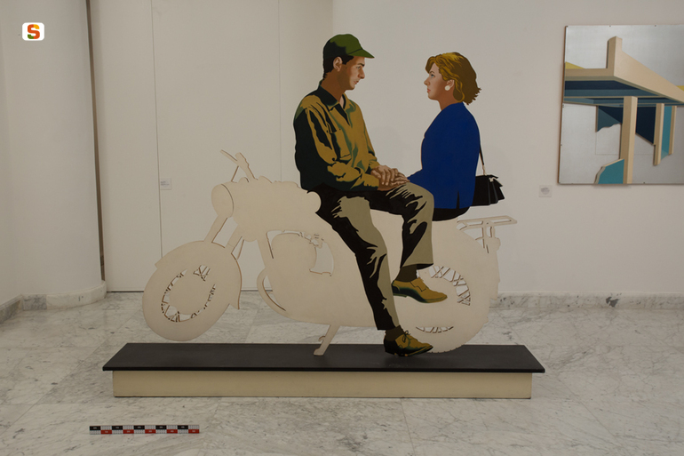 Uomo e donna, Piero Gilardi e donna (installazione) di Gallina Pietro (sec. XX)