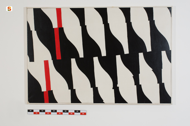 Variazione da matrice, composizione astratta (dipinto) di Sirello Enrico (sec. XX)