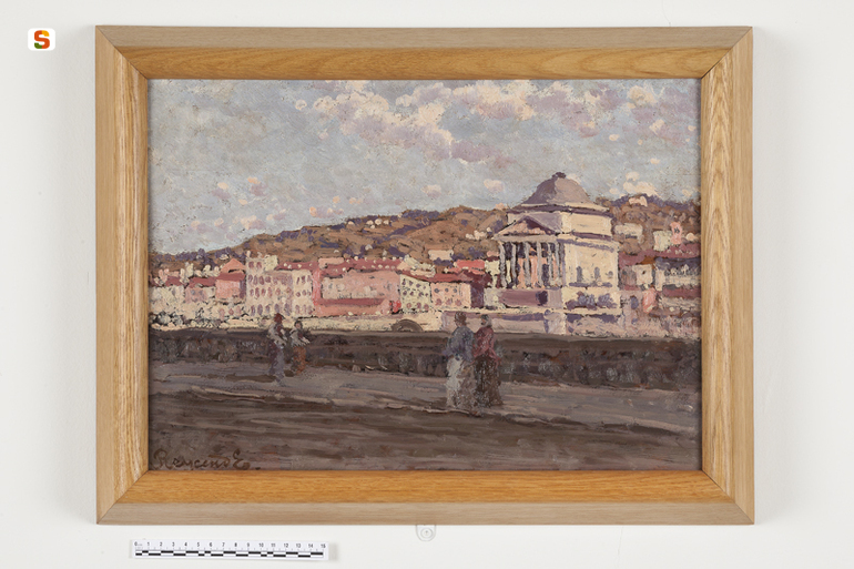 Lungo il Po presso la Gran Madre di Dio, paesaggio urbano (dipinto) di Reycend Enrico (sec. XIX)