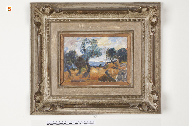 Paesaggio di Puglia, paesaggio marino (dipinto) di Ciardo Vincenzo (sec. XX)