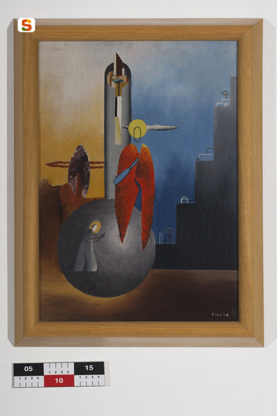 La città di Dio, veduta di città con figure (dipinto) di Fillìa (sec. XX)