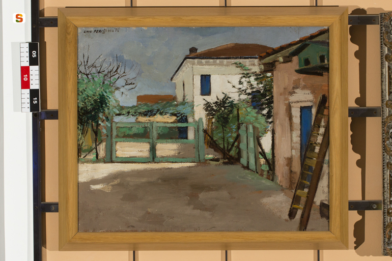 Casolare, case di paese (dipinto) di Perissinotti Lino (sec. XX)